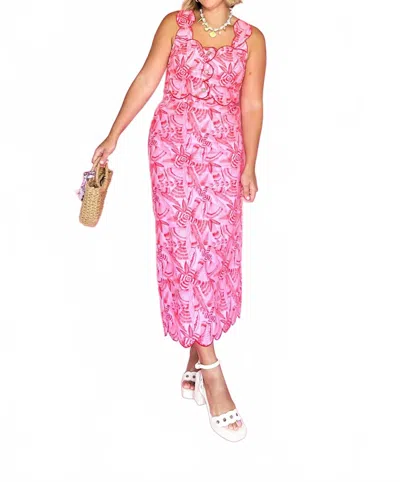 Karlie Palm Party Sleeveless Top In Pink/orange