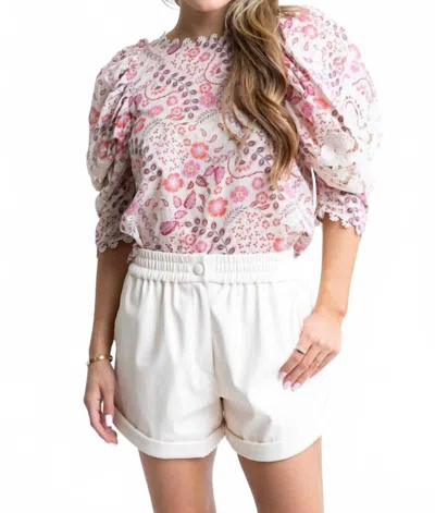 Karlie Paris Floral Crochet Top In Pink In Multi