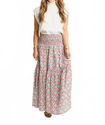 Karlie Paris Floral Smock Tier Maxi Skirt In Green