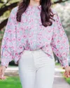 Karlie Paris Floral Top In Blue In Multi