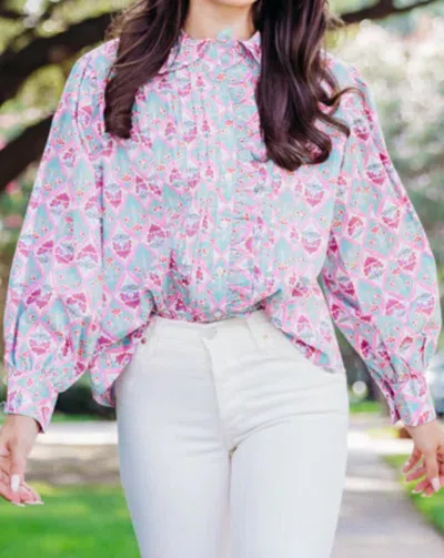 Karlie Paris Floral Top In Blue In Multi