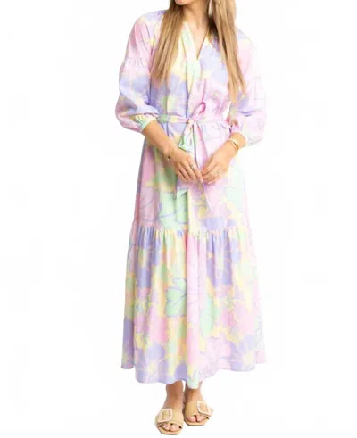 Karlie Pastel Floral V Neck Maxi Dress In Multi