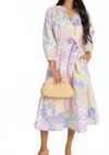 Karlie Pastel Large Floral V-neck Midi Dress In Multi In Multi