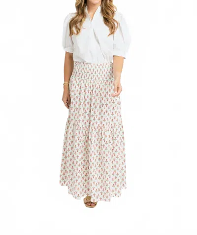 Karlie Petite Blossoms Smock Maxi Skirt In Red In White