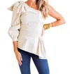 Karlie Pleater One Shoulder Top In Cream In White