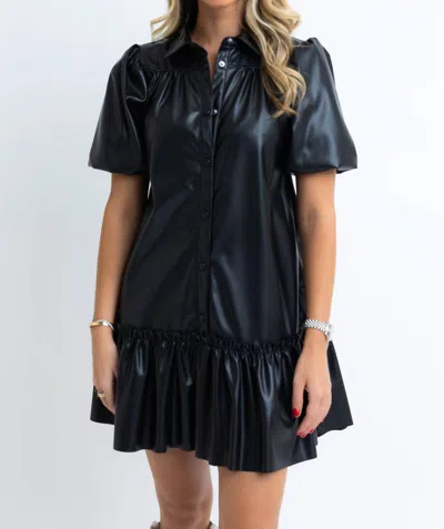 Karlie Pleather Puff Dress In Black
