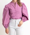 Karlie Poplin Button Top In Purple In Purple