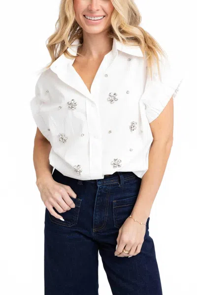 Karlie Poplin Embellishment Top In White