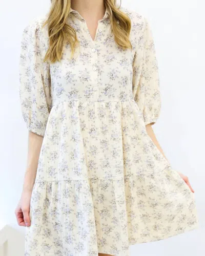 Karlie Quilted Floral Tier Dress In Beige In Nude