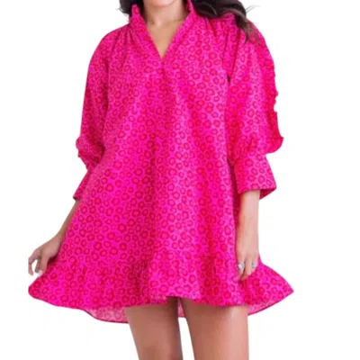 Karlie Retro Floral Ruffle Poplin Dress In Floral Prink In Multi