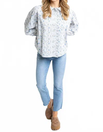 Karlie Ruffle Collar Pleated Top In French Floral In Multi