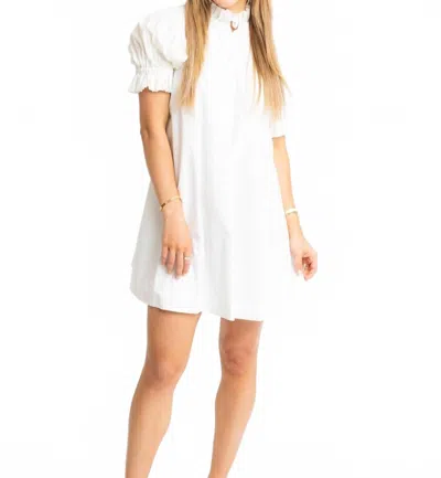 Karlie Ruffle Neck Back Tie Dress In White