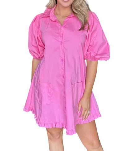 Karlie Ruffle Pocket Dress In Pink
