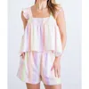 Karlie Ruffle Tank Top In Pastel Stripe In Multi