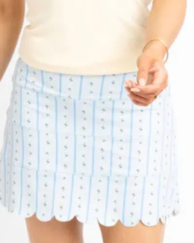 Karlie Savy Scallop Tennis Skort In Blue Floral Stripe