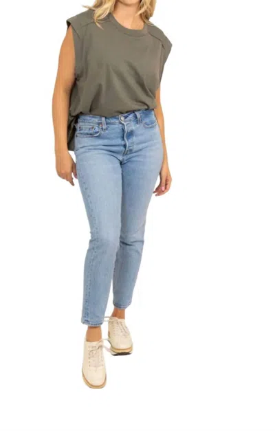 Karlie Scoop Muscle Tank In Olive In Multi