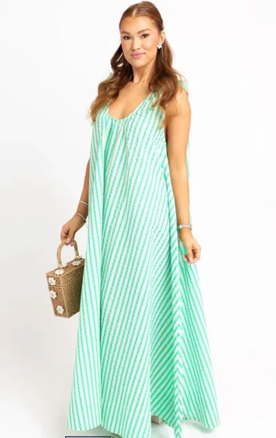 Karlie Seersucker Scoop Maxi Dress In Green