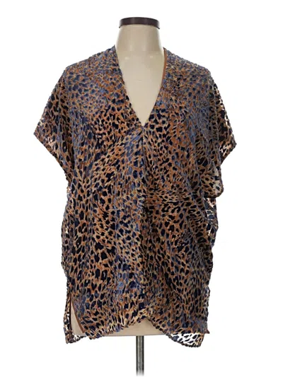 Pre-owned Karlie Short Sleeve Blouse In Brown