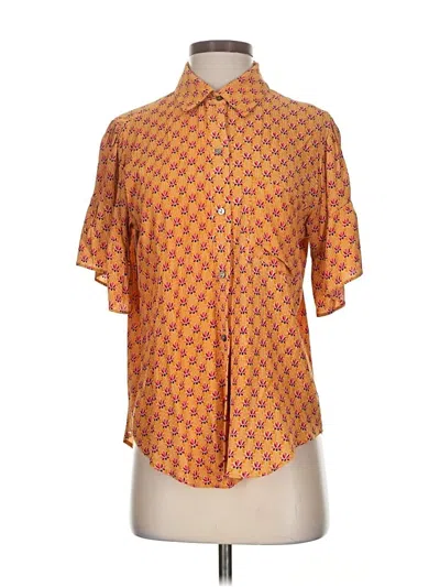 Pre-owned Karlie Short Sleeve Blouse In Orange