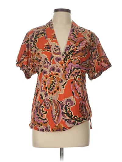 Pre-owned Karlie Short Sleeve Blouse In Orange