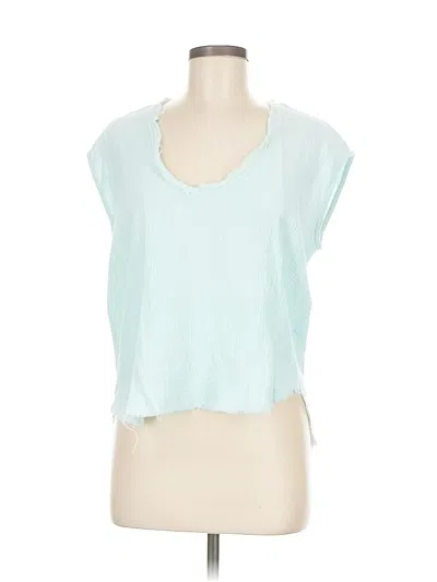 Pre-owned Karlie Short Sleeve Top Teal Scoop Neck Tops In Blue