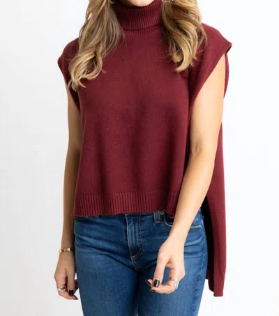 Karlie Sleeveless Turtleneck Top In Burgundy