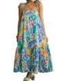 Karlie Smock Maxi Dress In Multi Palm In Multi