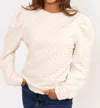KARLIE SOLID CHECK LONG SLEEVE TOP IN IVORY