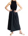 Karlie Solid Mock Maxi Dress In Black In Blue
