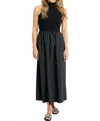 Karlie Solid Mock Maxi Dress In Black In Black