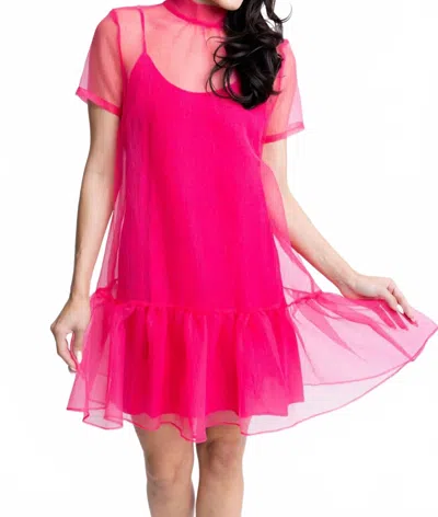 Karlie Solid Organza Mock Bow Dress In Bubblegum In Pink