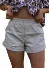 Karlie Solid Pleather Short In Natural In Gray