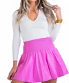 Karlie Solid Pleather Skort In Bubble Gum Pink In Multi