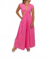 Karlie Solid Poplin Knot Cut-out Maxi Dress In Hot Pink In Pink