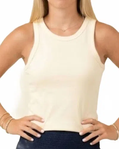 Karlie Solid Ribbed Tank Top In Butter Yellow In White