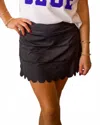 Karlie Solid Scallop Skort In Black In Black