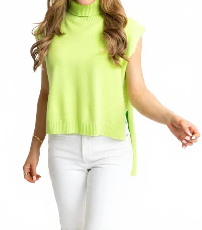 Karlie Solid Sleeveless Turtleneck Sweater In Green
