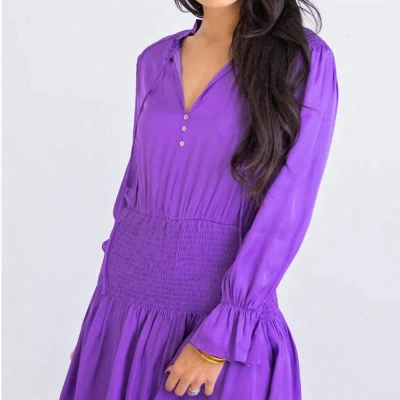 Karlie Solid Smock Waist Dress In Purple