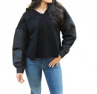 Karlie Solid Vneck Knit Novelty Sweatshirt In Black