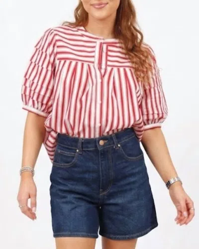 Karlie Stripe America Top In Red In Animal Print