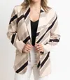 Karlie Stripe Blazer Jacket In Tan Multi In Multi