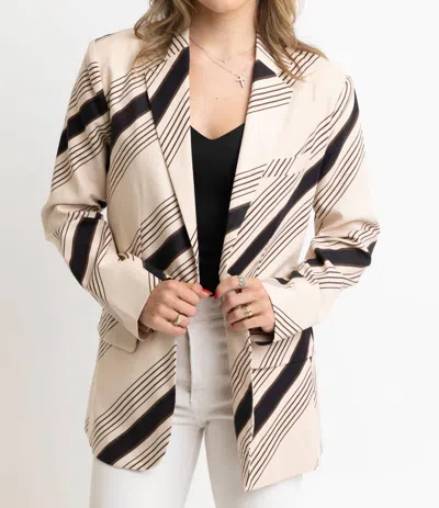 Karlie Stripe Blazer Jacket In Tan Multi In Neutral