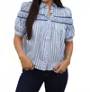 Karlie Stripe Button Down Shirt In Blue In Blue
