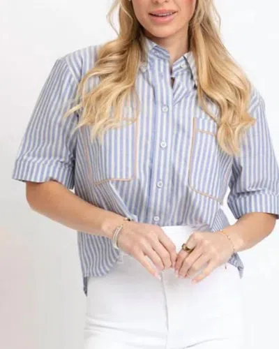 Karlie Stripe Pocket Camp Top In Blue
