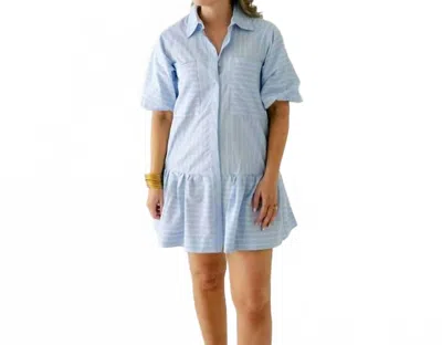 Karlie Stripe Poplin Ana Pocket Dress In Blue