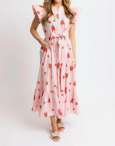 Karlie Stripe Poppy Maxi Dress In Pink