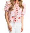 Karlie Stripe Poppy Ruffle Button Top In Pink In Multi