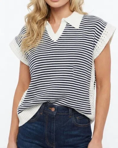 Karlie Stripe Sleeveless Sweater In Blue/white