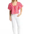 Karlie Stripe Square Neck Poplin Top In Multi In Red