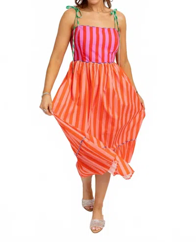 Karlie Striped Colorblock Maxi Dress In Fuchsia In Multi